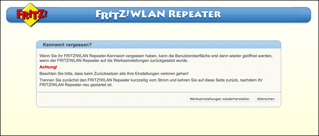 Fritz Repeater Passwort